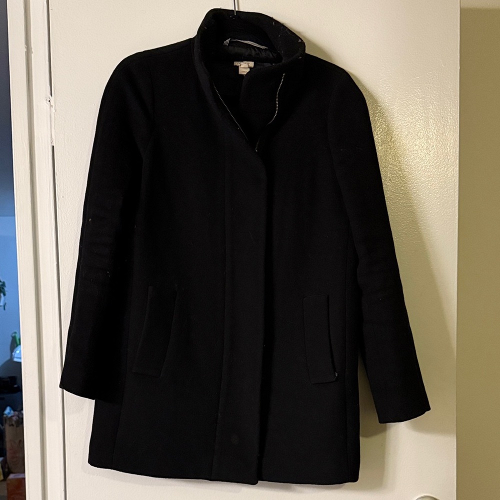 J. Crew Women's Elegant Black Pea Coat